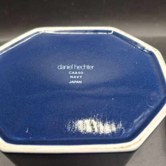 Vintage Daniel Hechter Navy Octagonal Ceramic Sugar Bowl Dresser Container - Picture 5 of 7